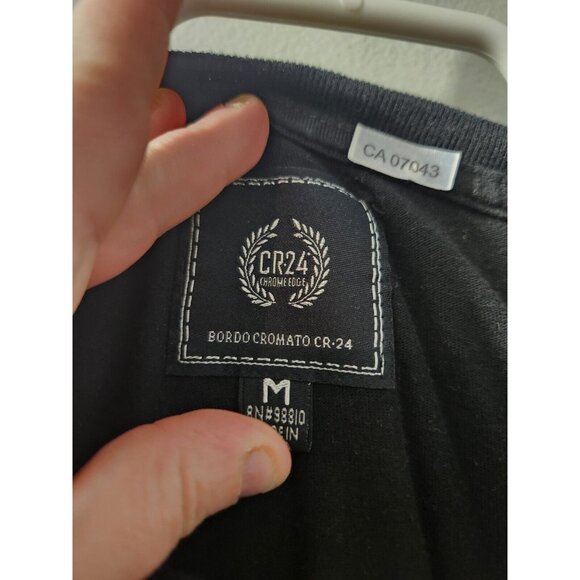 CR 24 Bordo Cromato Medium Black T-Shirt Embroided Never Surrender Pre-Owned - Picture 3 of 9
